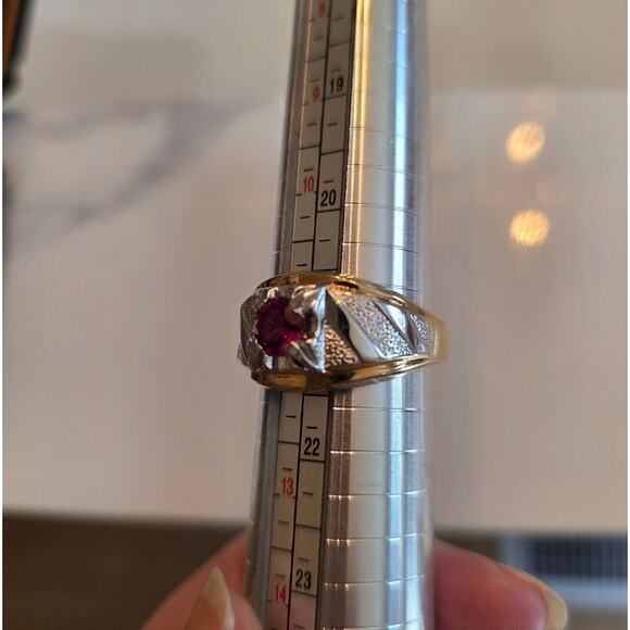 LIND 14K Yellow Gold HGE Ruby & Silver Ring‎ 11.5 Size 11.15 grams - Picture 10 of 13